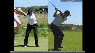 Jon Rahm golf swing  Long Iron faceon amp downtheline July 2017 [upl. by Starkey]