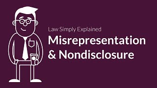 Misrepresentation and Nondisclosure  Contracts  Defenses amp Excuses [upl. by Eannyl569]