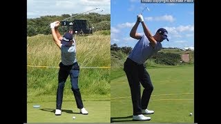 Justin Thomas golf swing  Long Iron faceon amp downtheline July 2017 [upl. by Weide775]