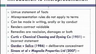 Misrepresentation Lecture 1 of 4 [upl. by Llehcor]